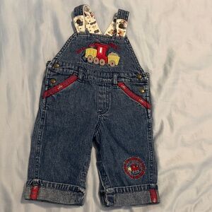Little Legends Baby 3-6M Blue Overalls with Train Design